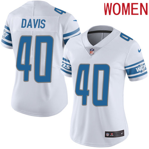 2019 Women Detroit Lions 40 Davis white Nike Vapor Untouchable Limited NFL Jersey